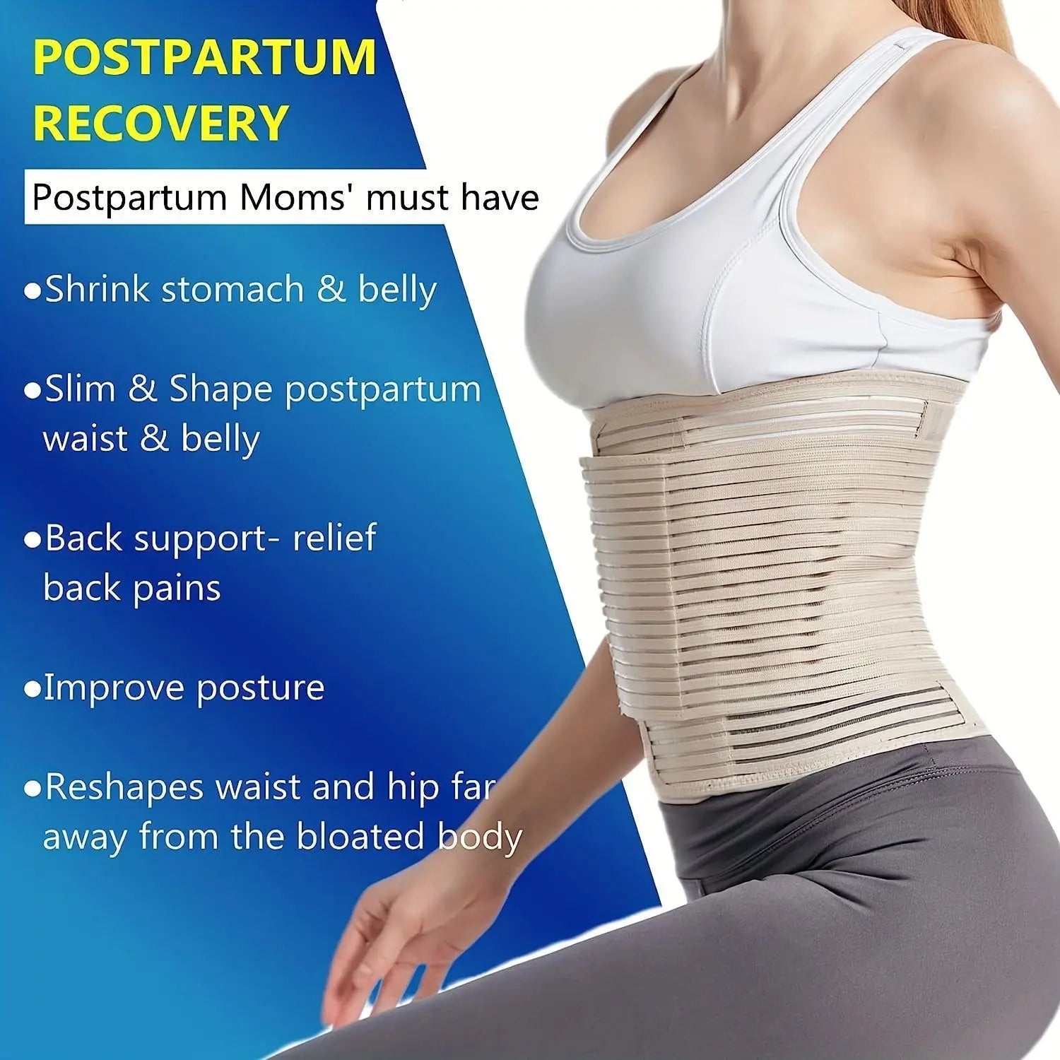 Adjustable Post-Surgery Abdominal Compression Support Binder - 7