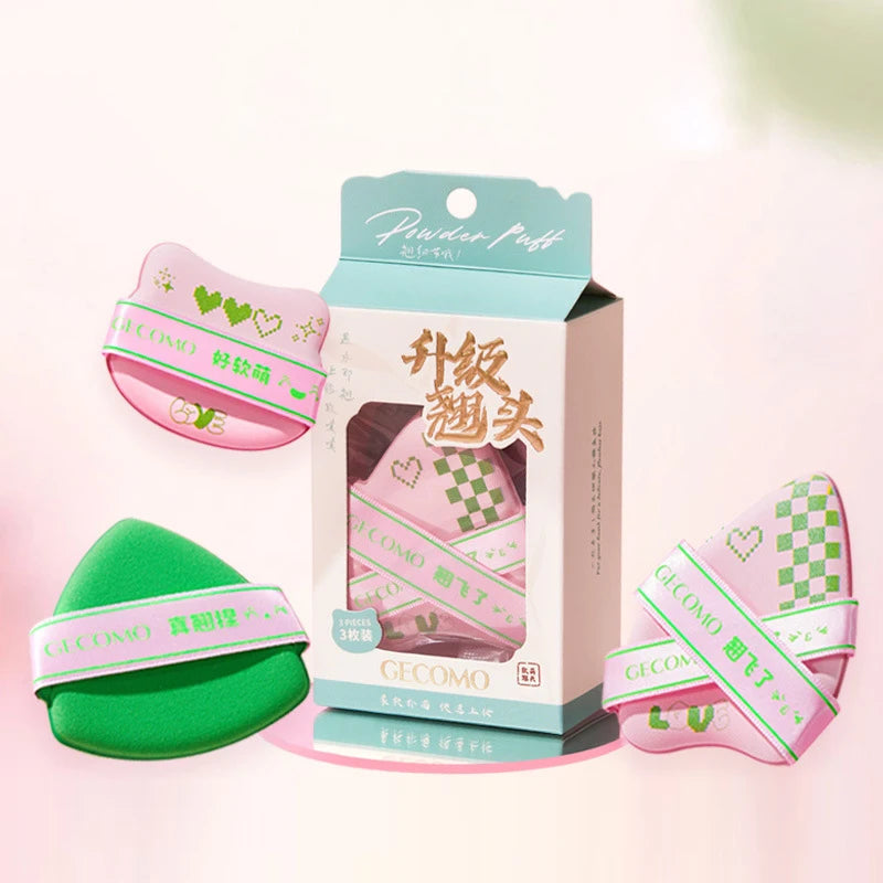 Adorable Curved-Head Makeup Sponge Puff Set - 3