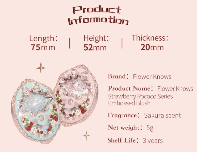 Embossed Strawberry Rococo Makeup Blush Powder - 24