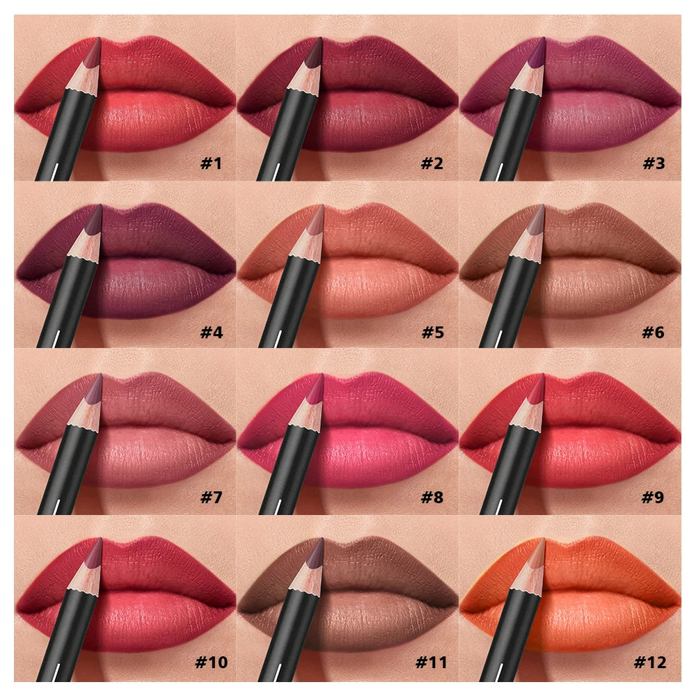 12-Piece Waterproof Long-Lasting Lip Liner Pencil Set - 3