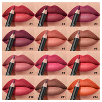 12-Piece Waterproof Long-Lasting Lip Liner Pencil Set