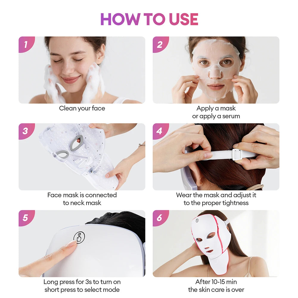 7-Color Photon LED Face and Neck Rejuvenation Mask - 6