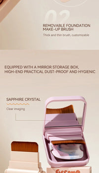 Portable Traceless Makeup Brush and Puff Case with Mirror