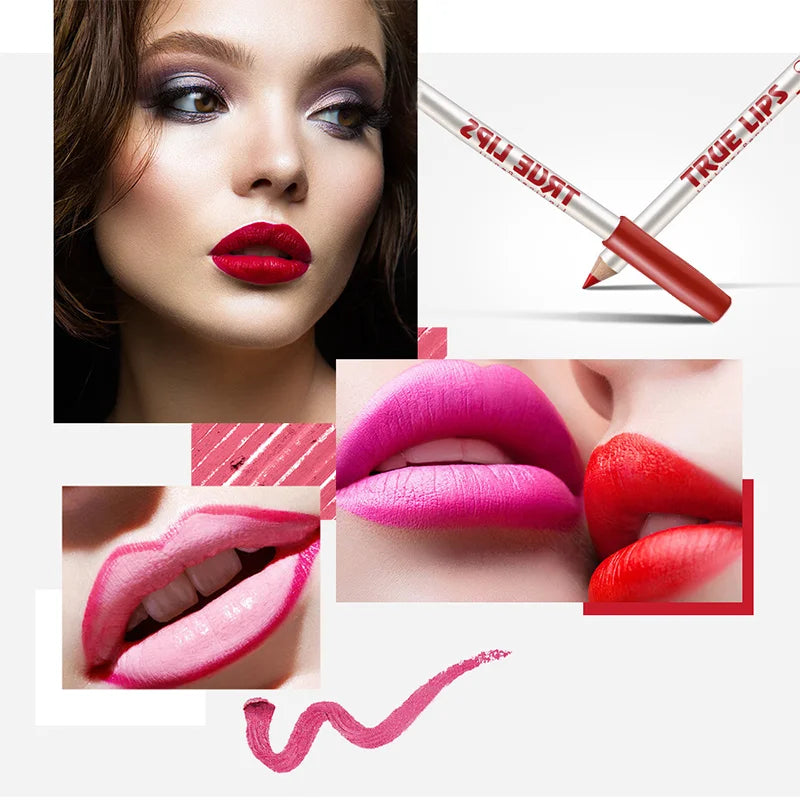 12-Color Waterproof Matte Lip Liner Pencil Set - 5