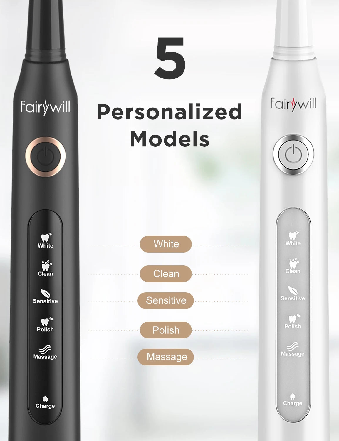 Dual Rechargeable Sonic Electric Toothbrush Set - 2