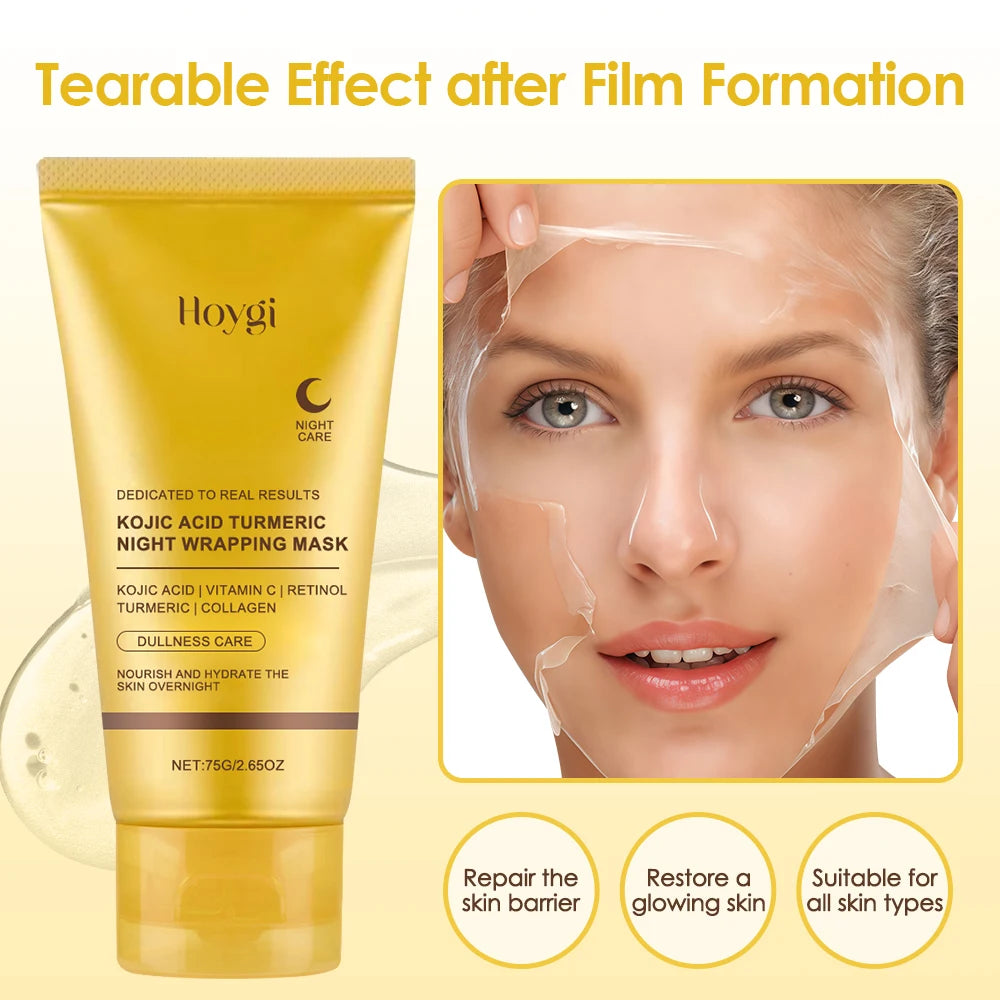 Kojic Acid Turmeric Overnight Peel-Off Mask for Radiant Skin - 4