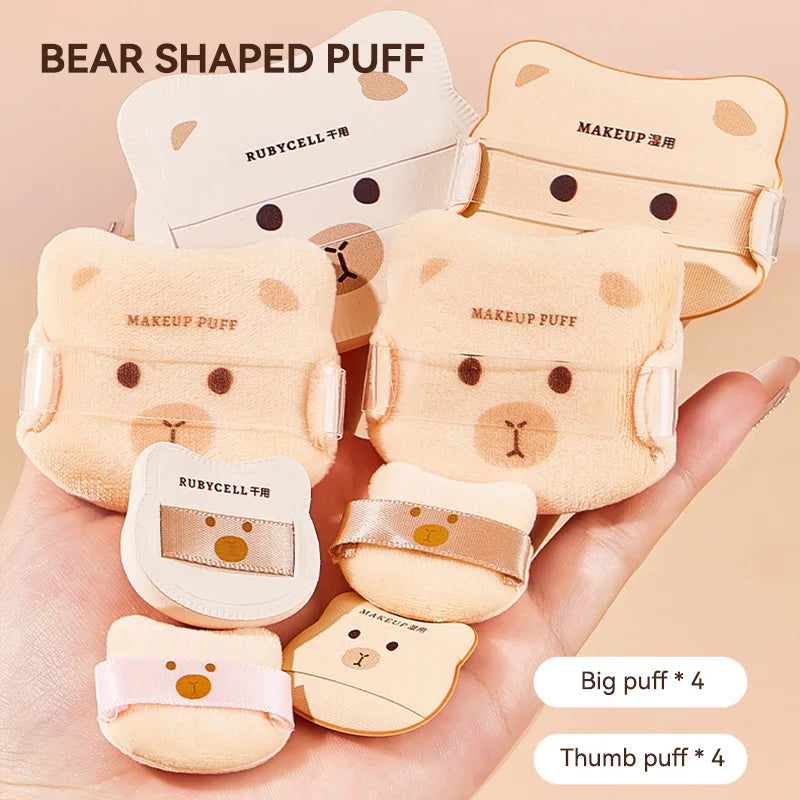 Cute Bear Makeup Powder Puff Set for Flawless Application - 4