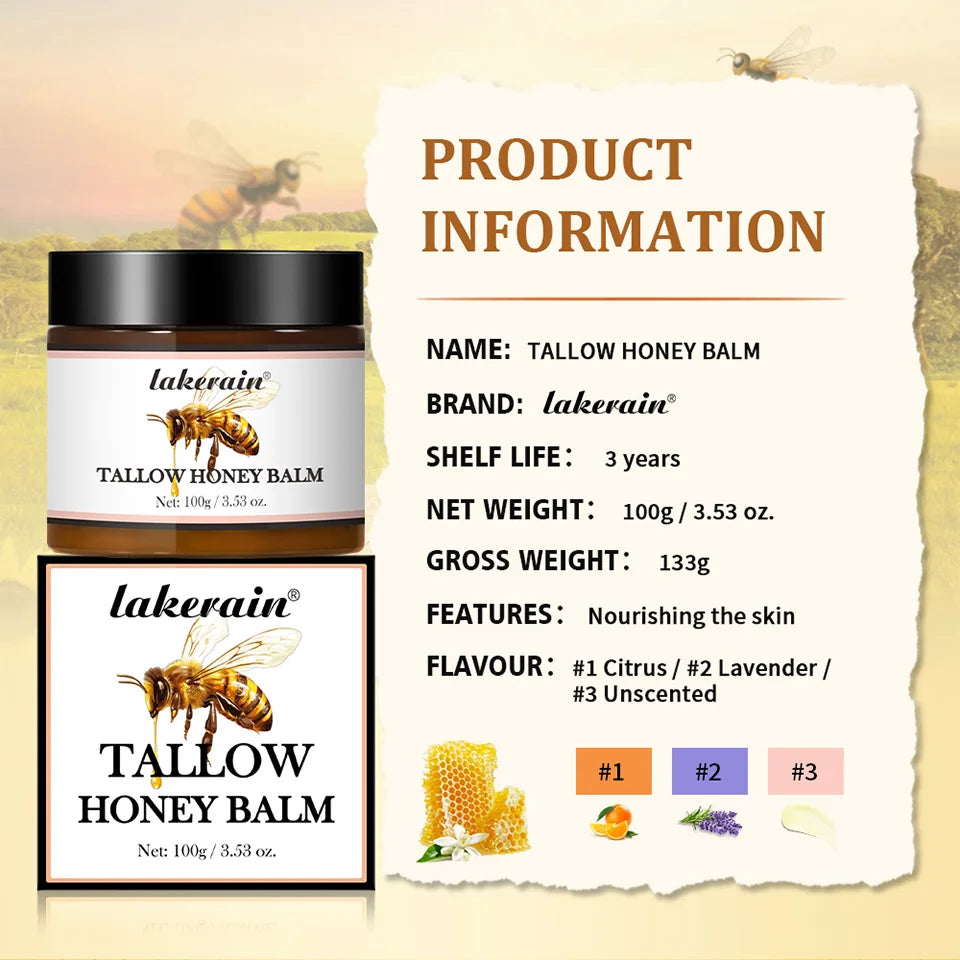 Nourishing Tallow Honey Balm Moisturizer for All Skin Types - 15