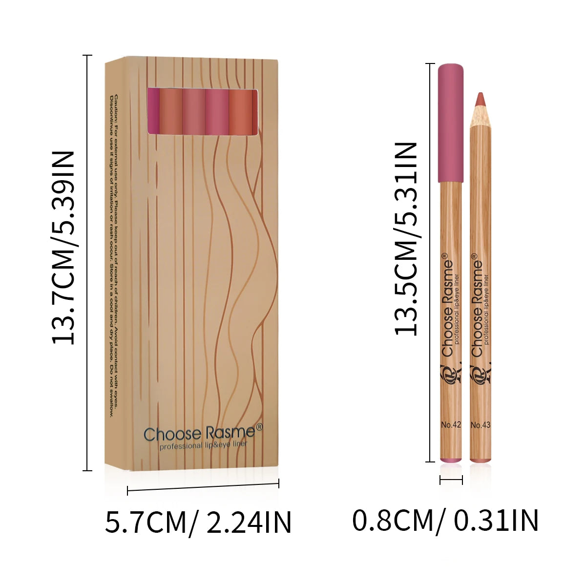 12-Piece Matte Waterproof Lip Liner Pencil Set - 6