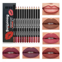 12-Color Waterproof Matte Lip Liner Pencil Set