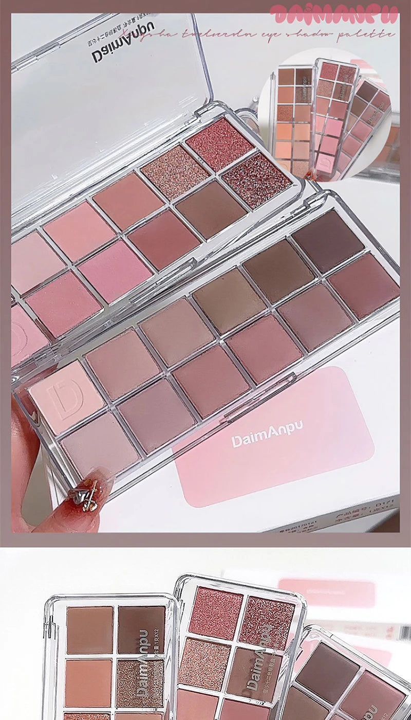 12-Color Eyeshadow Palette - Long-Lasting Shimmer and Matte Shades - 7