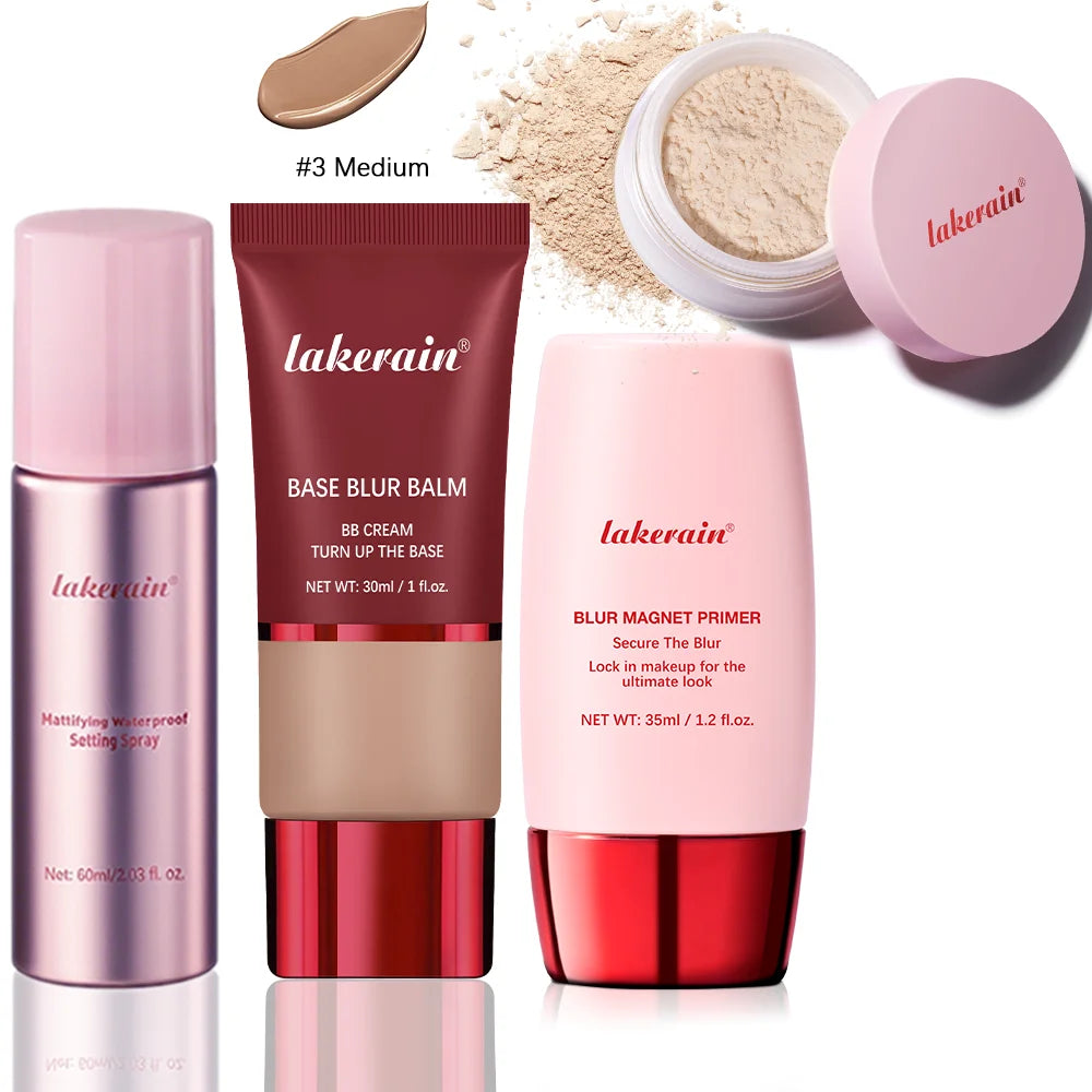 4-Piece Long-Lasting Waterproof Makeup Base and Setting Set - 30