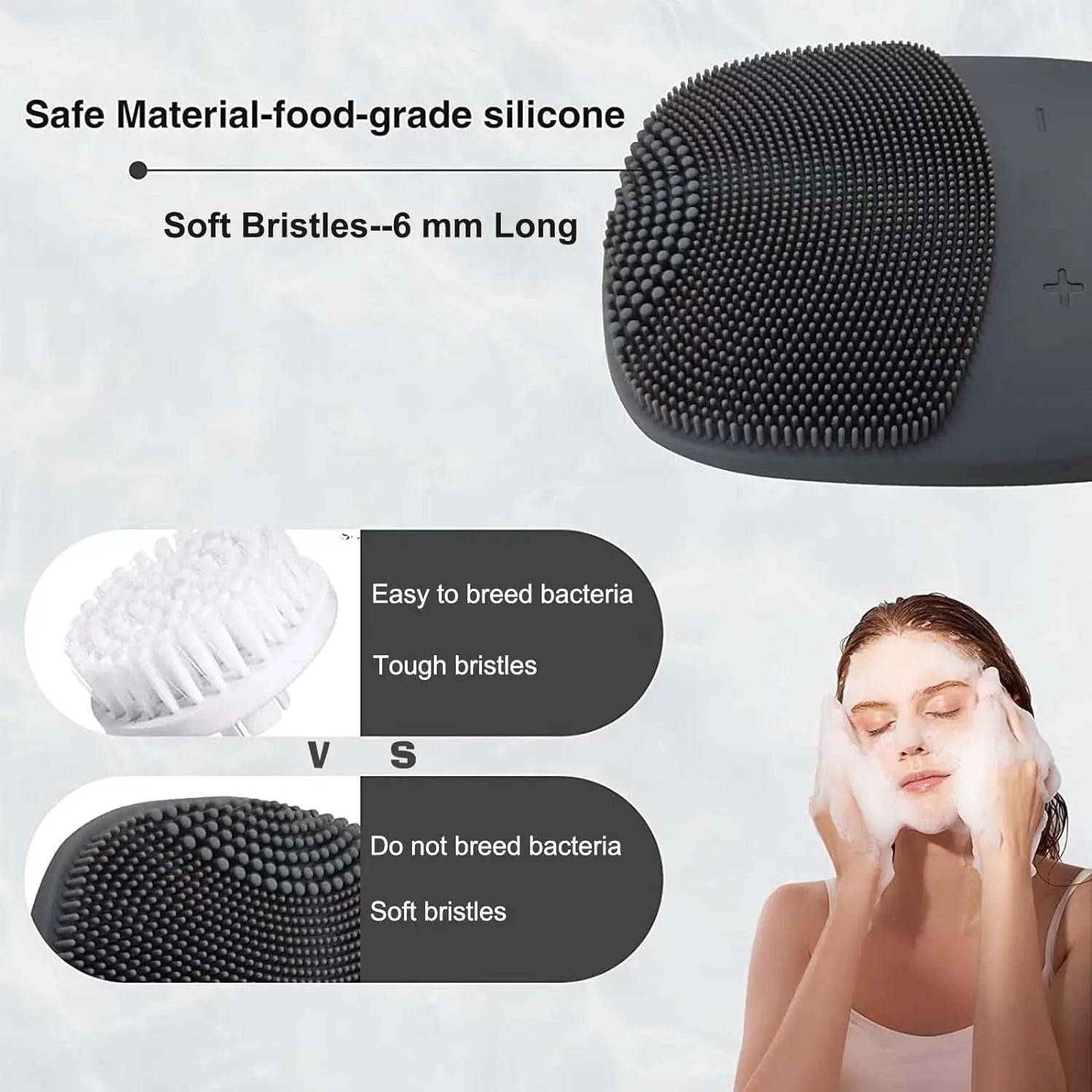 3-in-1 Waterproof Electric Sonic Facial Cleansing Brush - 4