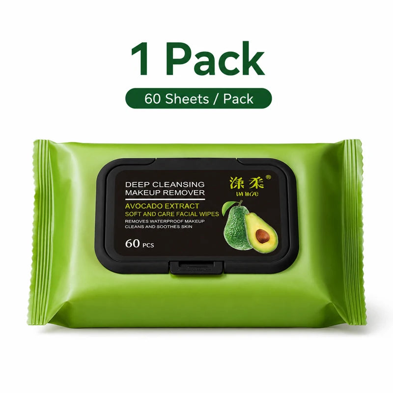 Avocado Deep Cleansing Makeup Remover Wipes - 60 Pack - 18