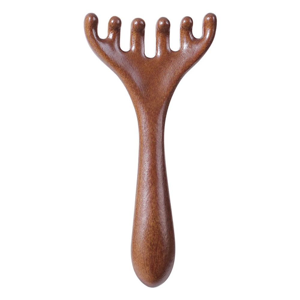 6-Claw Natural Sandalwood Scalp and Meridian Massage Comb - 19