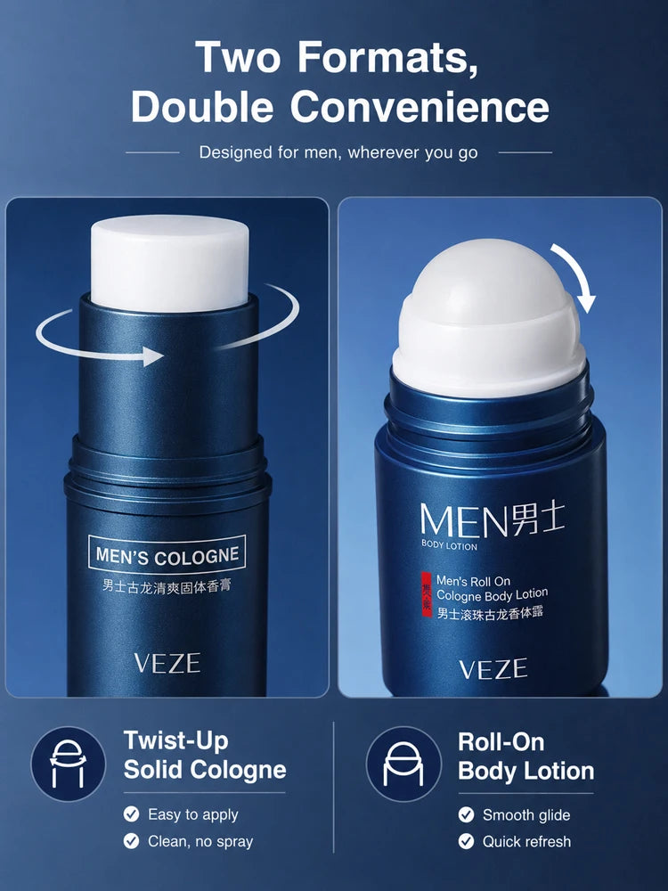 Portable Men’s Solid Cologne and Body Lotion Fragrance Set - 9