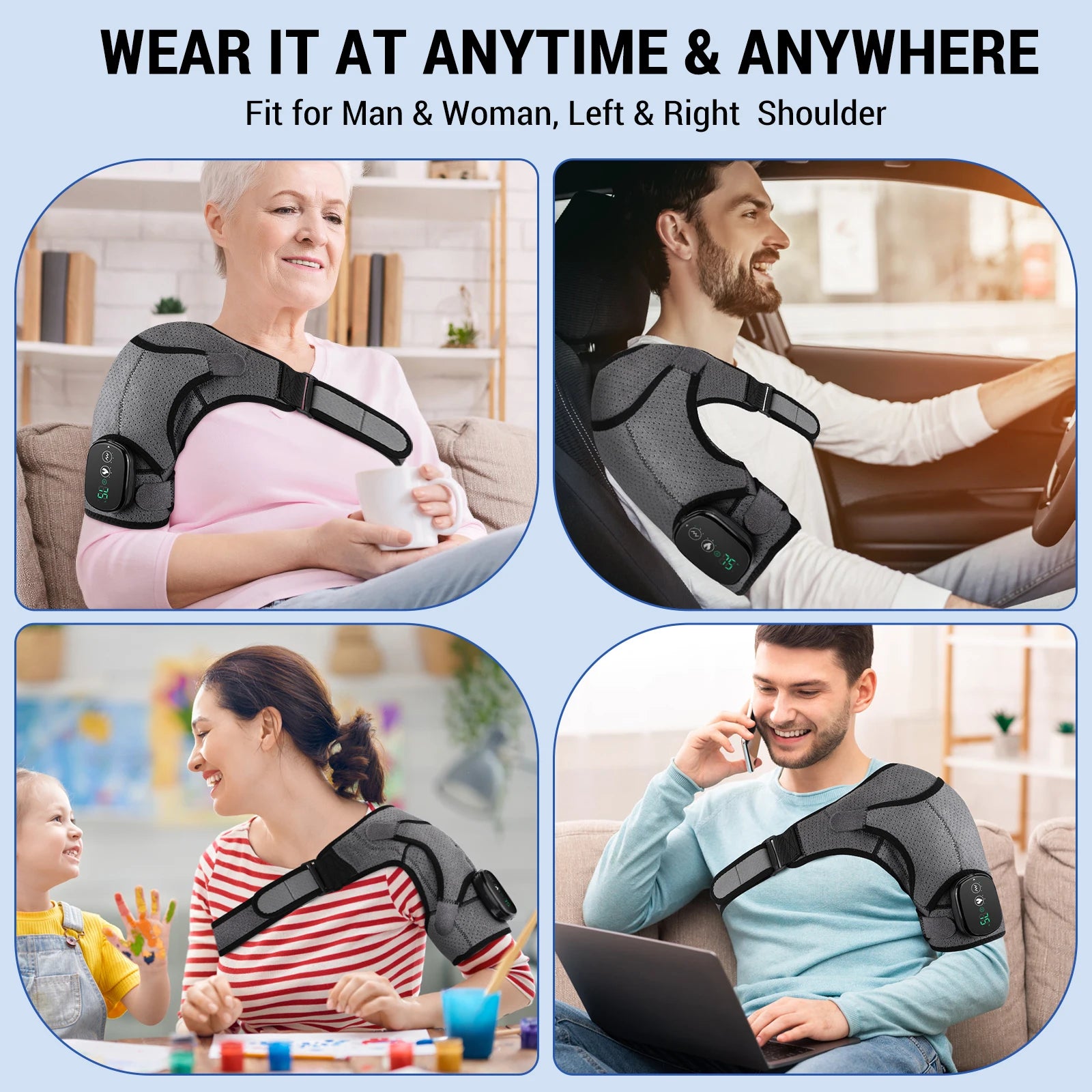 Electric Heated Shoulder Massage Brace with Vibration - 5