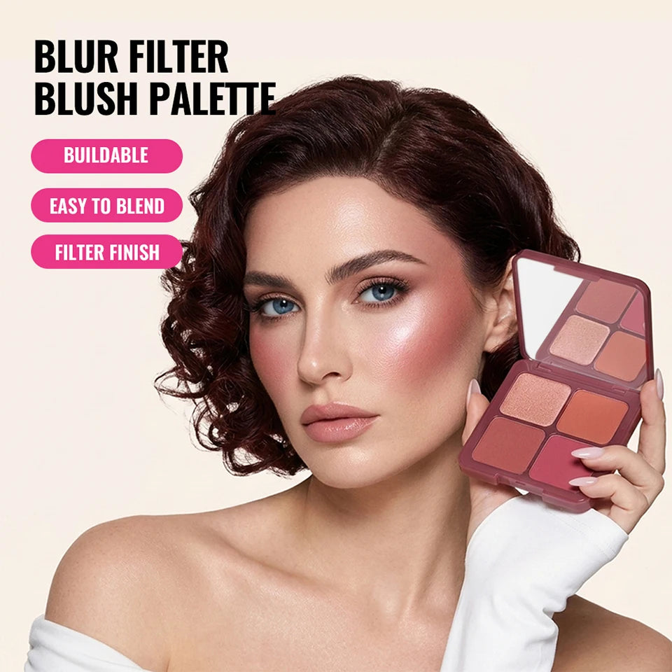 4-Color Soft-Focus Blurring Blush Palette - 10