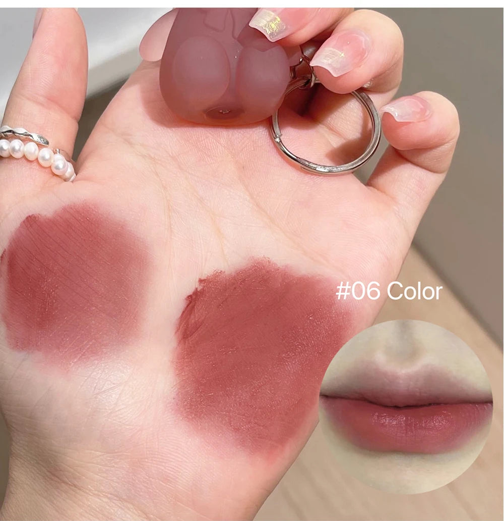 Cute Bear Velvet Matte Lip Mud Keychain - 19