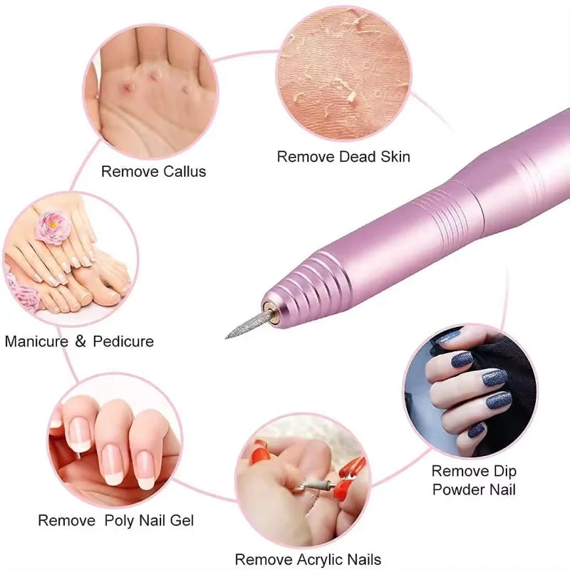 Portable Electric Nail File and Manicure Drill Kit - 7