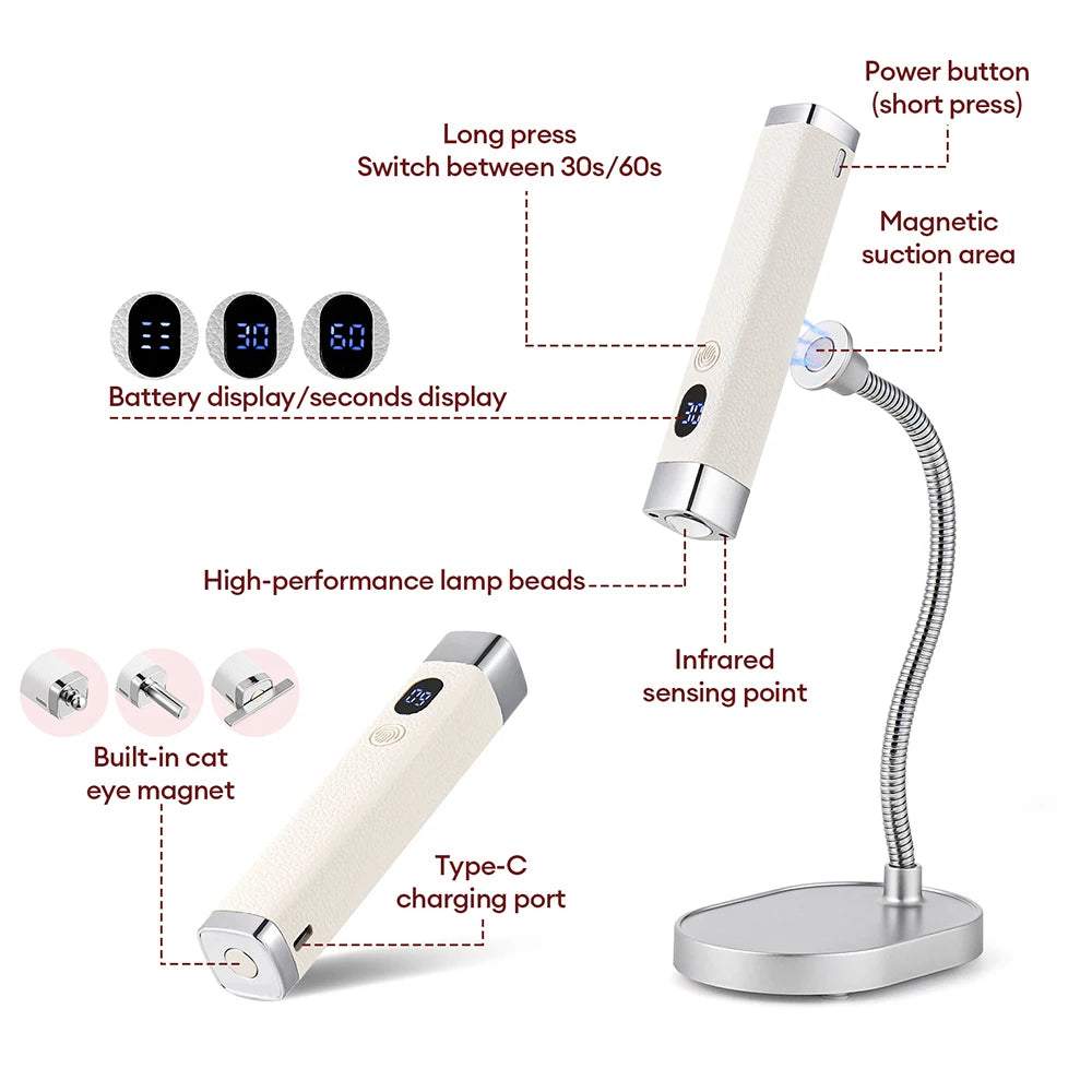 Portable 2-in-1 Magnetic UV LED Nail Curing Lamp - 20