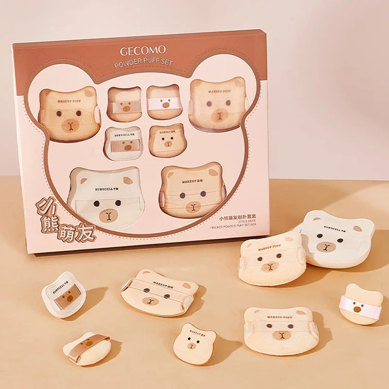 Cute Bear Makeup Powder Puff Set for Flawless Application - 3