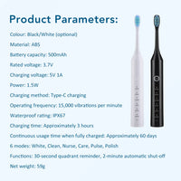 Rechargeable Sonic Electric Toothbrush with 6 Modes