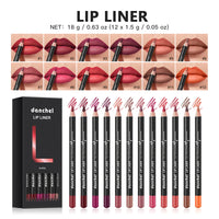 12-Piece Waterproof Long-Lasting Lip Liner Pencil Set