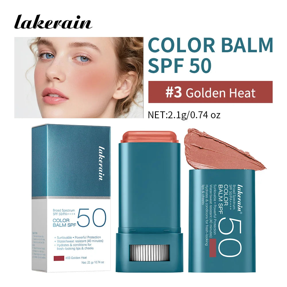 SPF 50 Tinted Sunscreen Blush Stick for Cheeks and Lips - 22