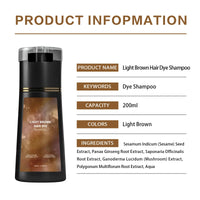 Instant Light Brown Hair Dye Shampoo for Gray Coverage