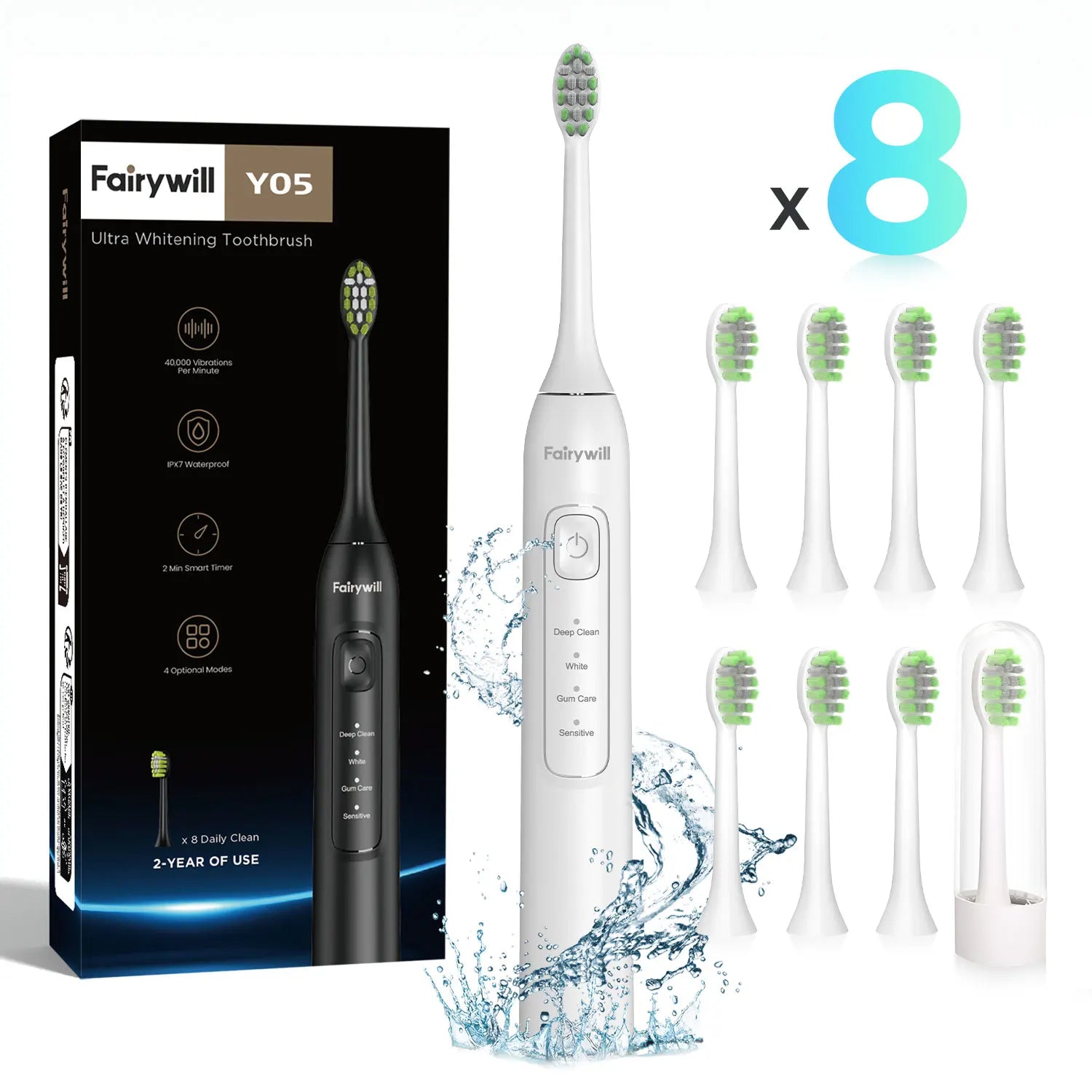 Ultrasonic Electric Toothbrush with 8 Heads - 1