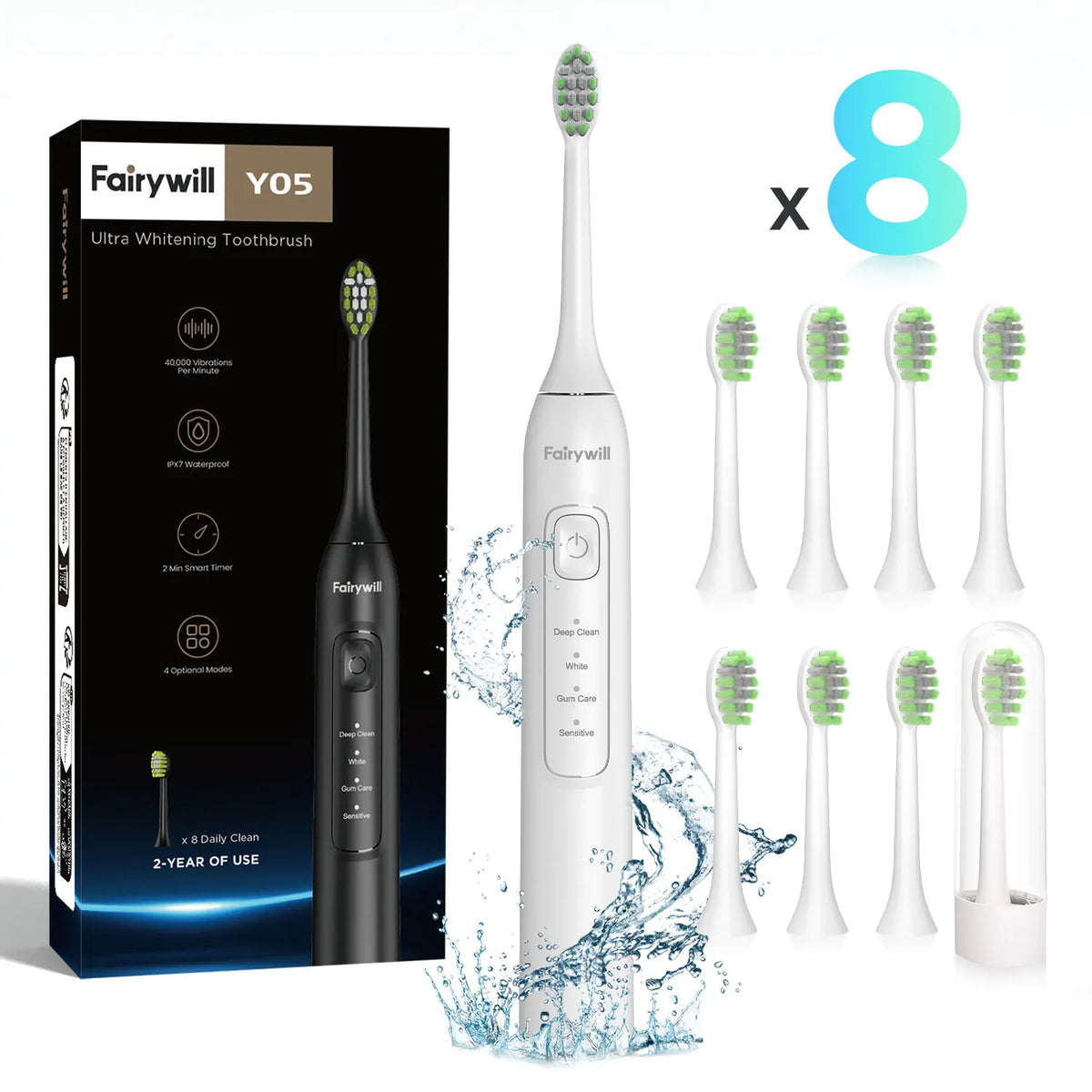 Ultrasonic Electric Toothbrush with 8 Heads