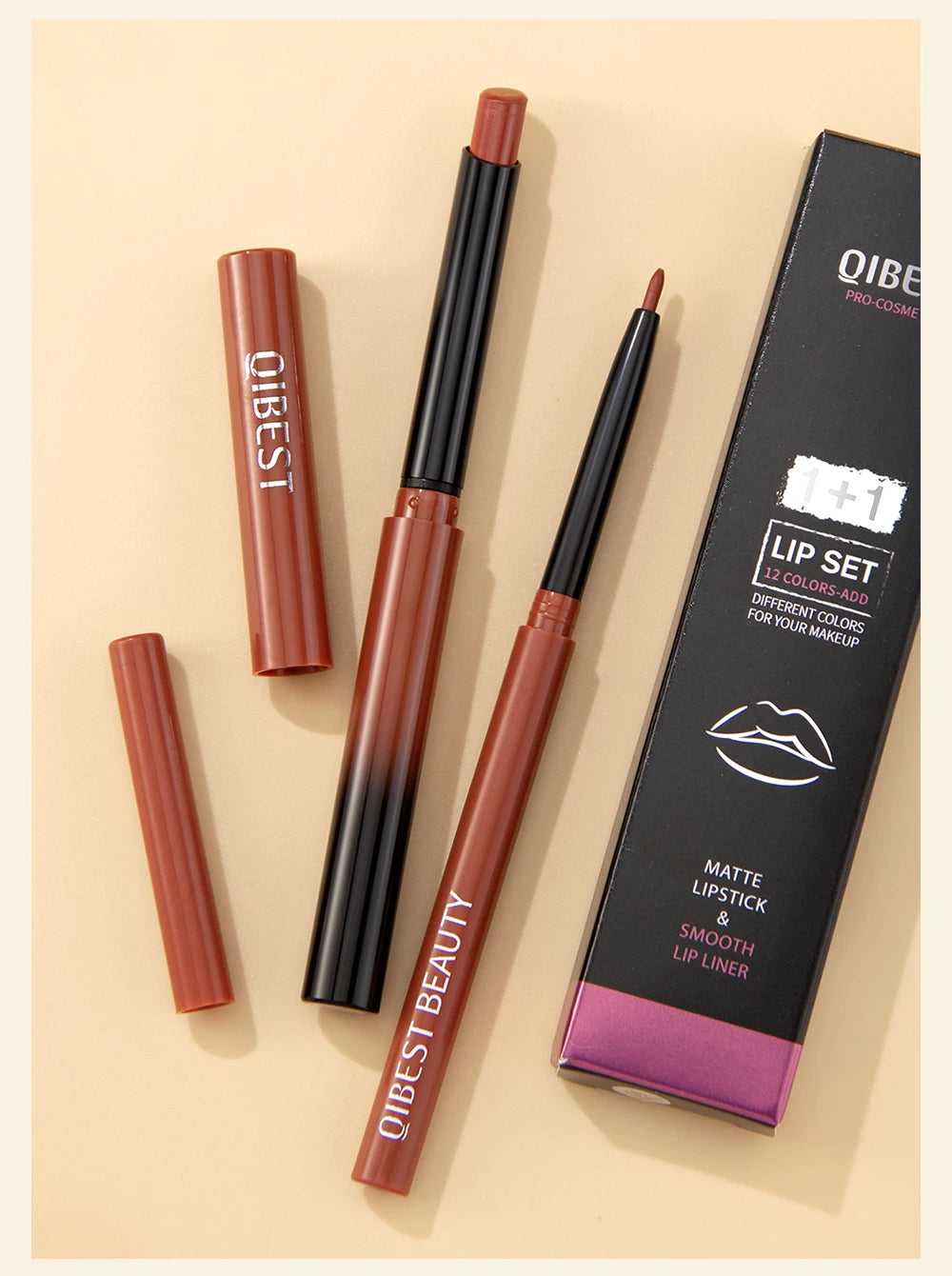 Matte Lipstick and Lip Liner Duo Set - 23