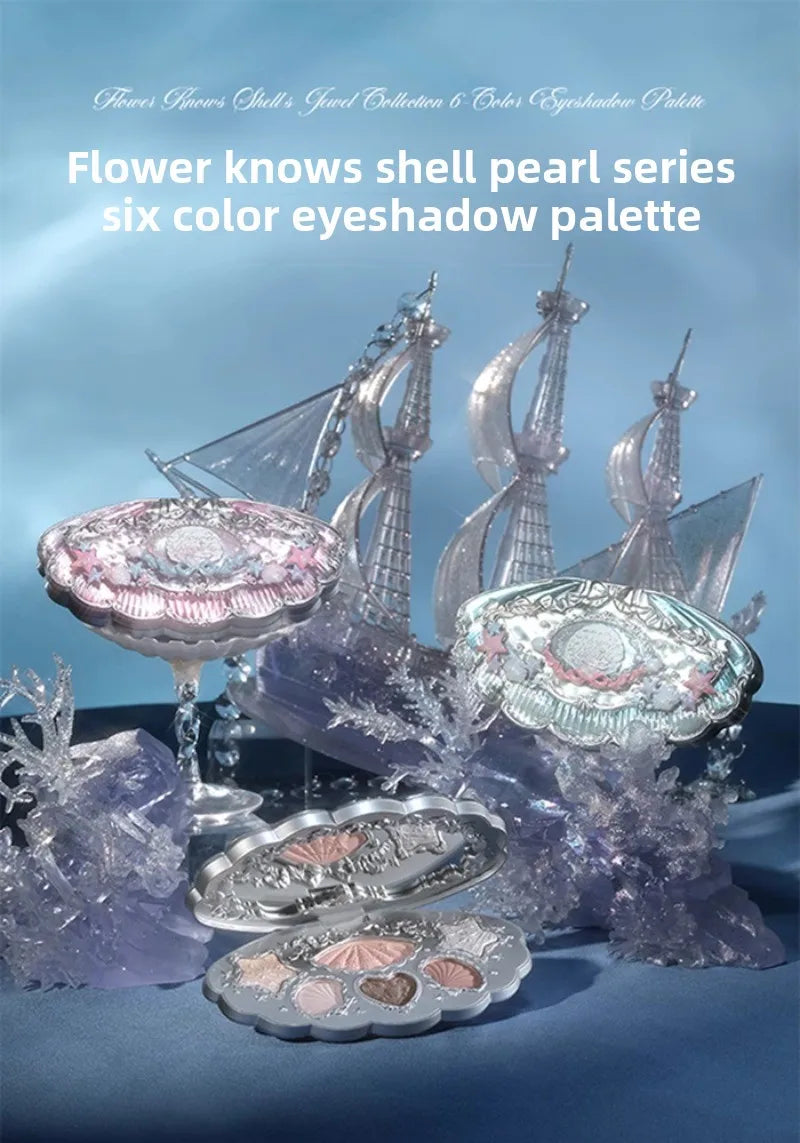 6-Color Shell Pearl Eyeshadow Palette for Long-Lasting Makeup - 8