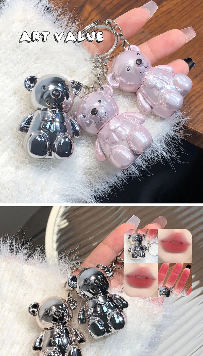 Cute Bear Keychain Velvet Matte Lip Clay - 7