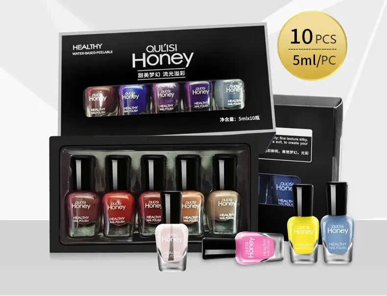 10-Piece Quick-Dry Peelable Nail Polish Set - 7