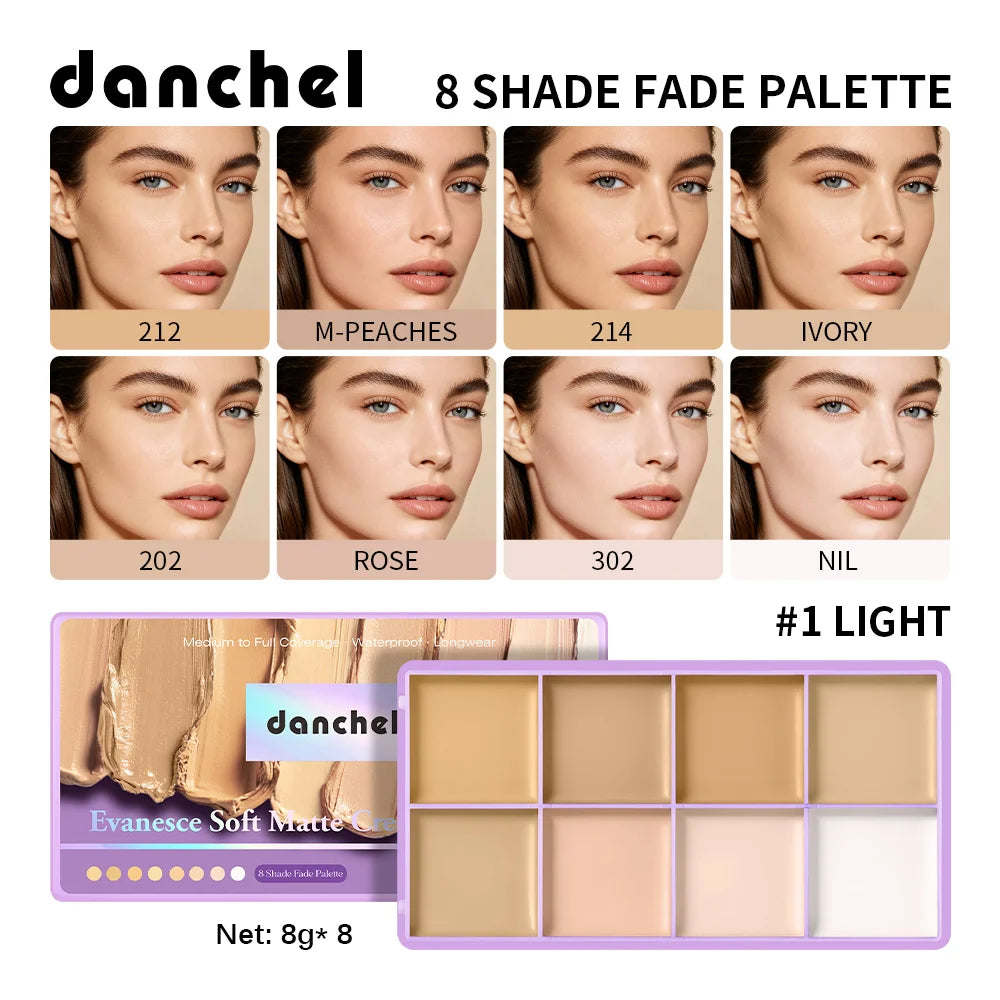 8-Shade Waterproof Full Coverage Cream Concealer Palette - 21