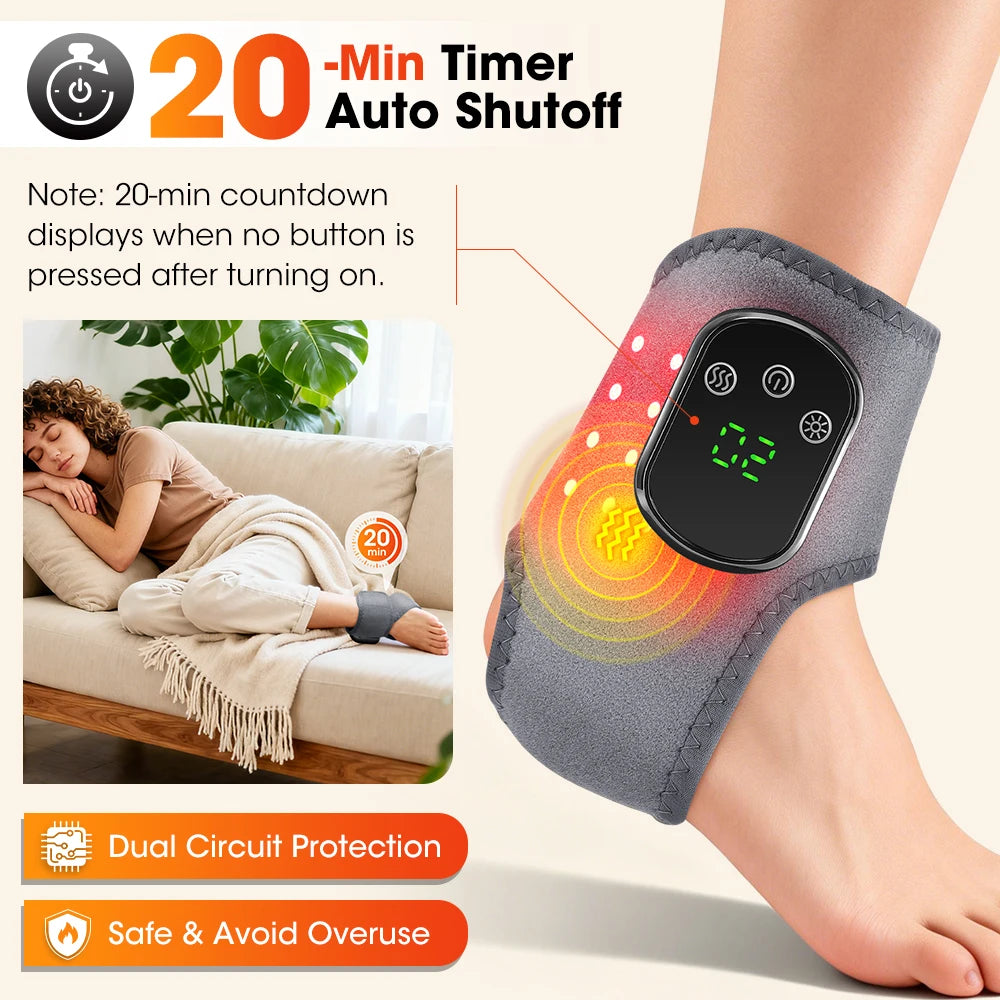Wireless Heated Ankle Massage Brace for Joint Pain Relief - 4
