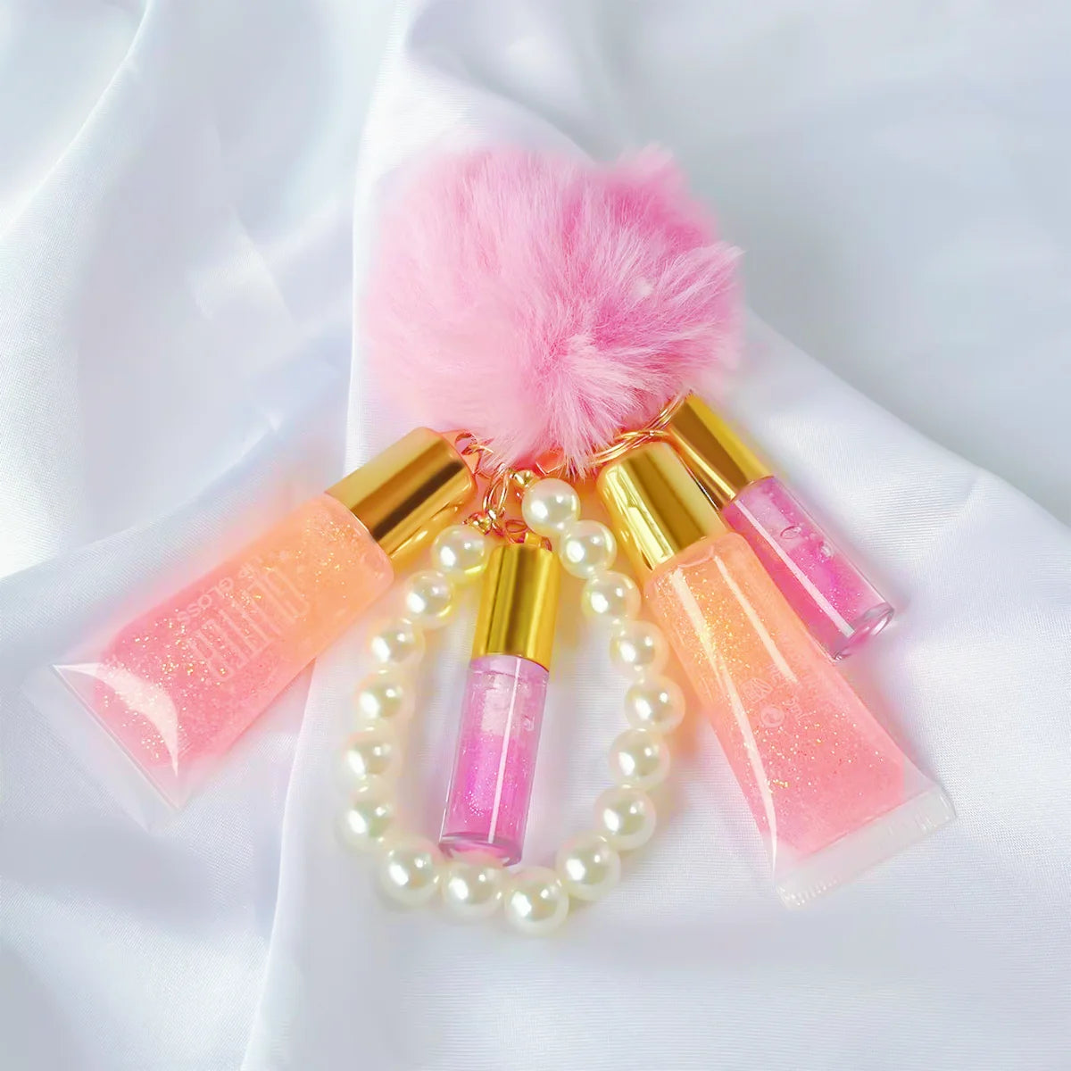 3-in-1 Color Changing Lip Gloss Set with Pearl Pendant - 8