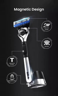 5-Blade Precision Shaving Razor with Magnetic Stand
