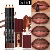 4-Piece Waterproof Matte Lip Liner and Gloss Set