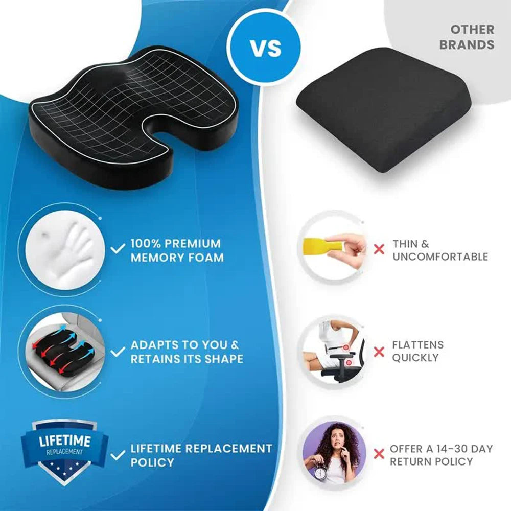 Ergonomic Memory Foam Seat Cushion for Back Pain Relief - 3