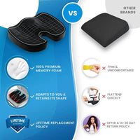 Ergonomic Memory Foam Seat Cushion for Back Pain Relief