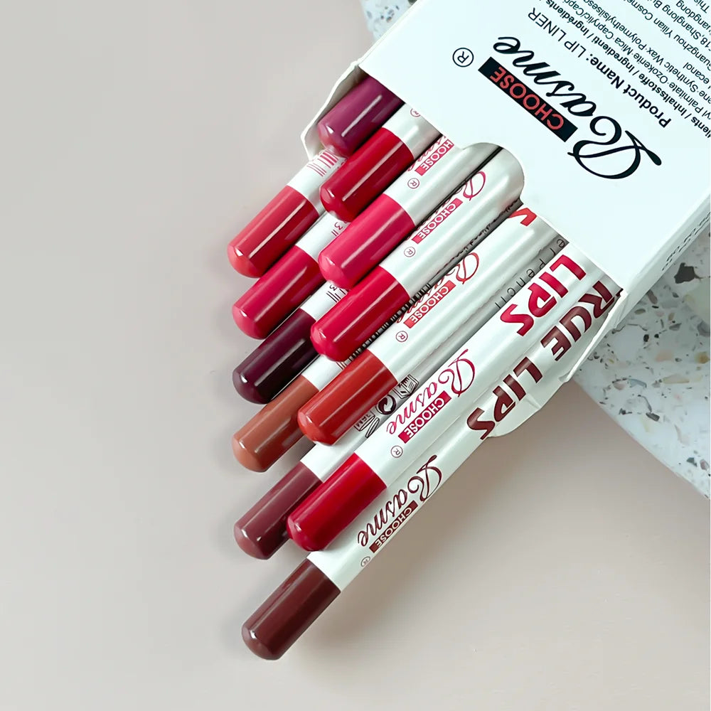 12-Color Waterproof Matte Lip Liner Pencil Set - 2
