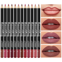 12-Color Waterproof Matte Lip Liner Pencil Set