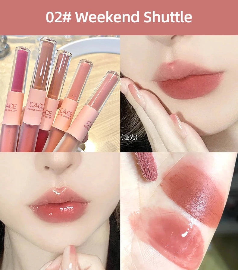 Dual-Ended Long-Lasting Matte & Glossy Liquid Lipstick - 13
