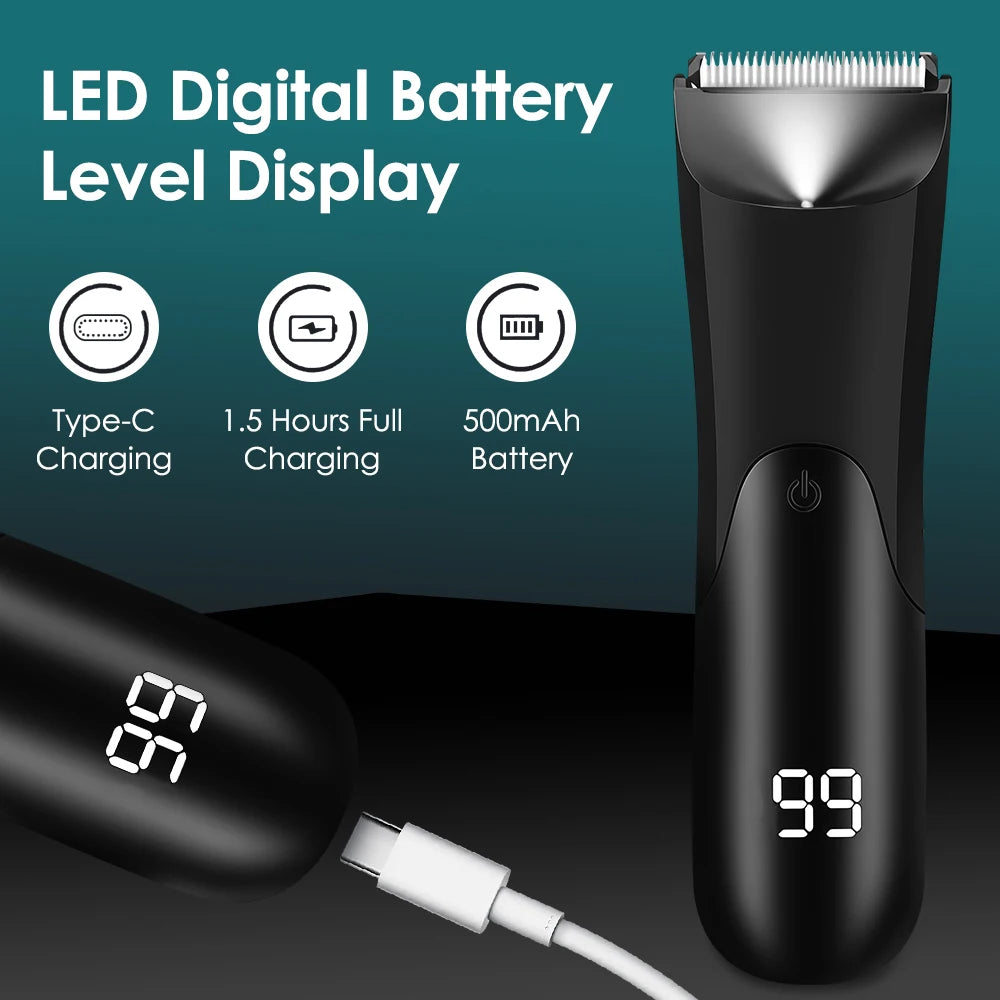 Electric Body and Groin Hair Trimmer with LED Light - 3