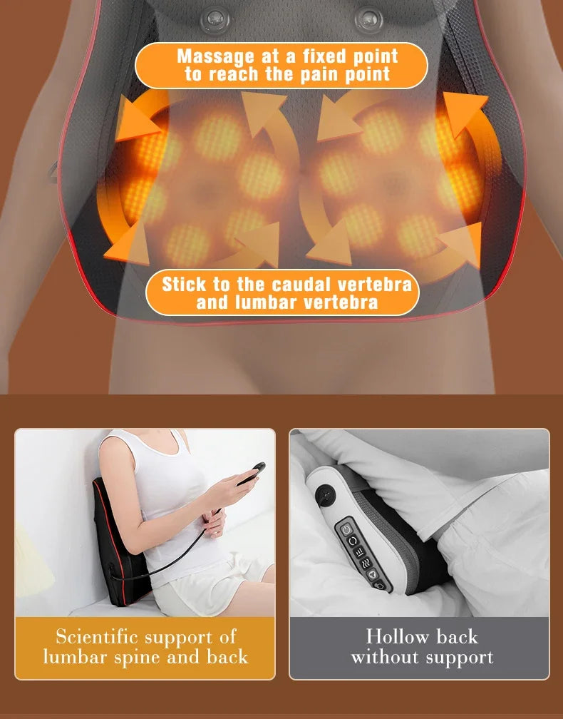 Electric Heated Shiatsu Neck and Back Massage Pillow - 15
