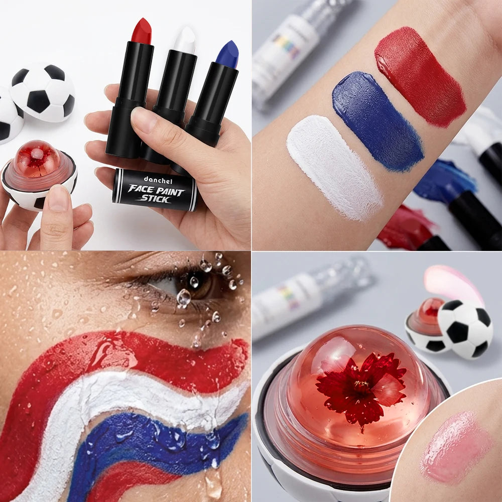 Waterproof Face Paint and Lip Balm Kit for Game Day - 5