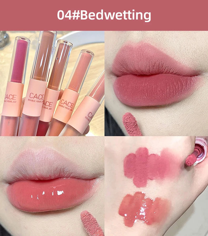 Dual-Ended Long-Lasting Matte & Glossy Liquid Lipstick - 15